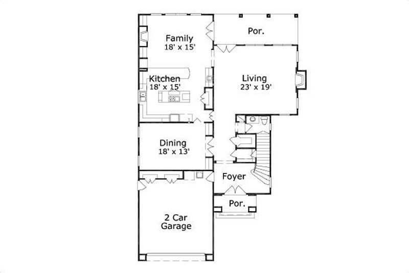 Floor Plan First Story of French Plan #156-1646