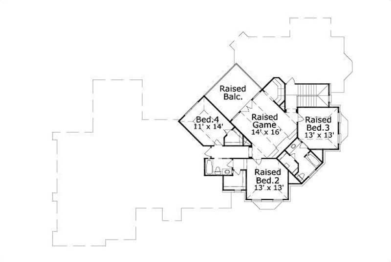 Floor Plan Second Story of French Plan #156-1649