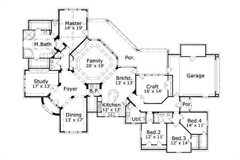 Floor Plan First Story of Luxury Plan #156-1650