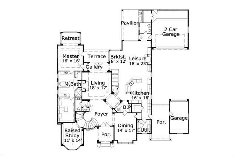 Floor Plan First Story of Luxury Plan #156-1652