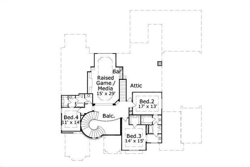 Floor Plan Second Story of Luxury Plan #156-1652