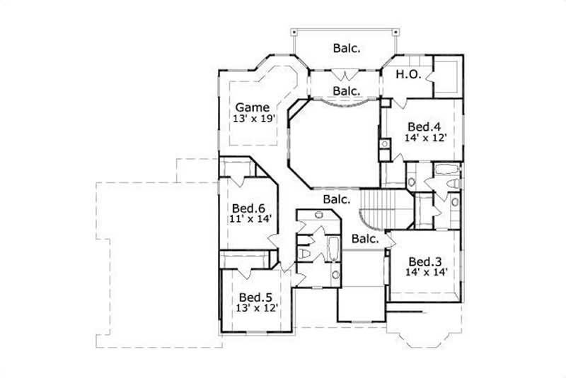 Floor Plan Second Story of Country Plan #156-1653