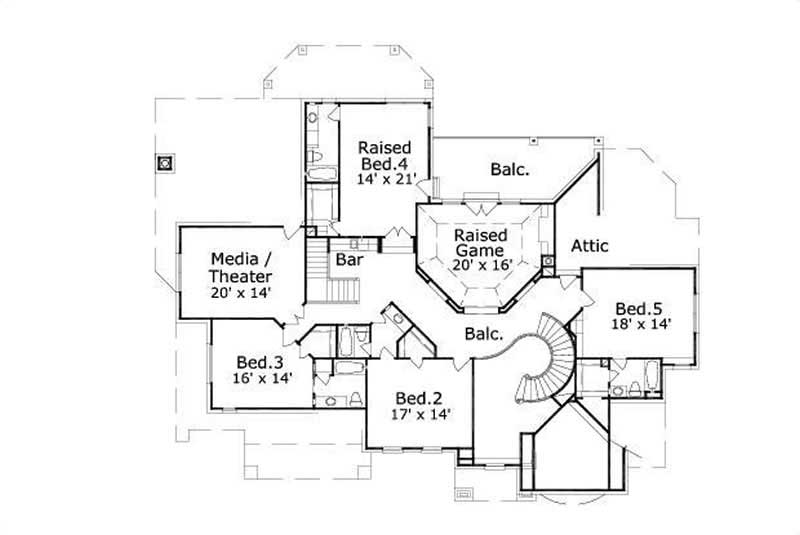 Floor Plan Second Story of Luxury Plan #156-1654