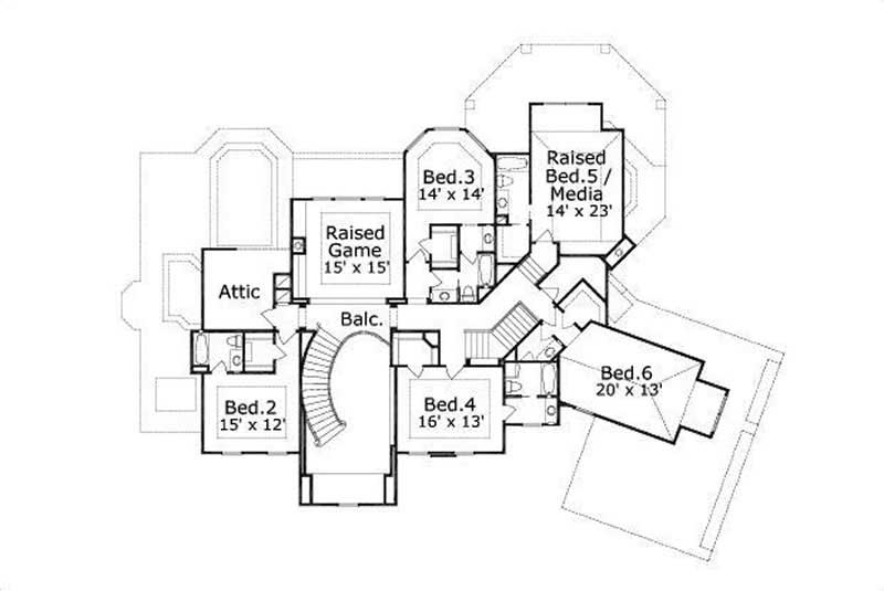 Floor Plan Second Story of Luxury Plan #156-1656