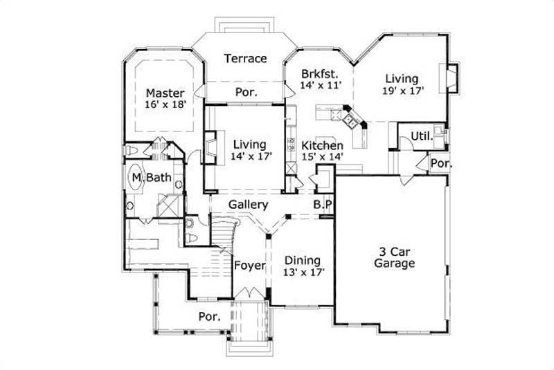 Floor Plan First Story of Luxury Plan #156-1657