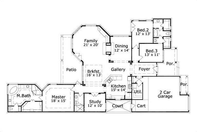 Floor Plan First Story of Country Plan #156-1658