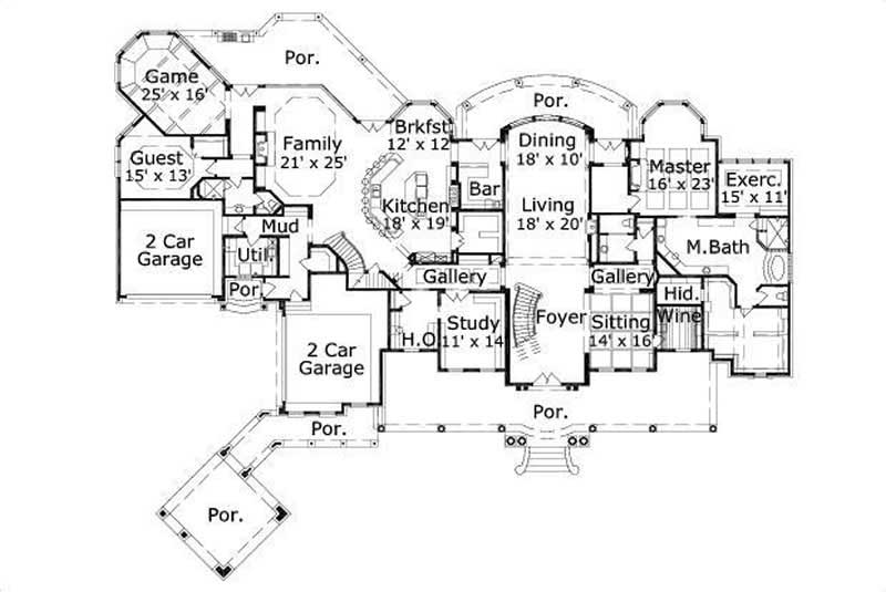 Floor Plan First Story of Colonial Plan #156-1659
