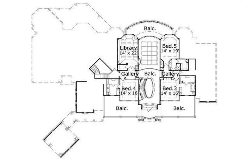 Floor Plan Second Story of Colonial Plan #156-1659