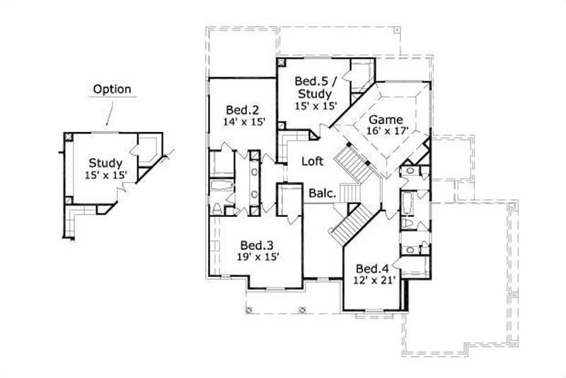 Floor Plan Second Story of Country Plan #156-1660