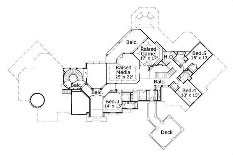 Floor Plan Second Story of French Plan #156-1661