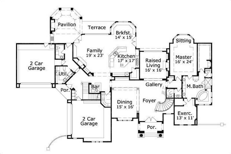 Floor Plan First Story of Luxury Plan #156-1662
