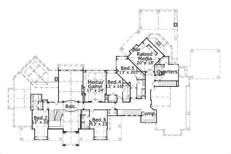 Floor Plan Second Story of Country Plan #156-1668