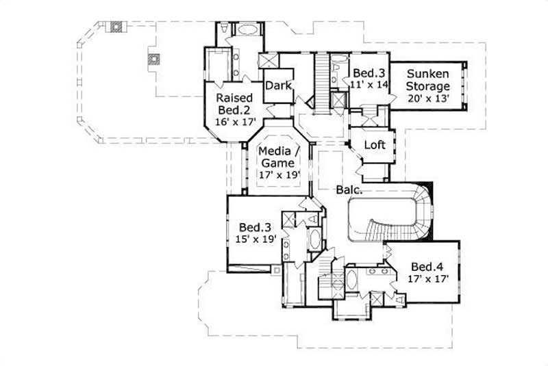 Floor Plan Second Story of Luxury Plan #156-1671