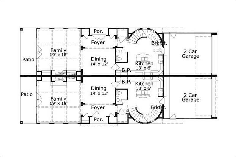 Floor Plan First Story of Multi-Unit Plan #156-1672