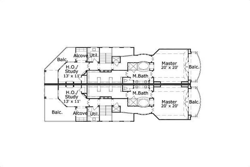 Floor Plan Third Story of Multi-Level Plan #156-1674
