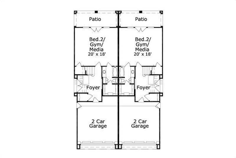 Floor Plan First Story of Multi-Unit Plan #156-1675