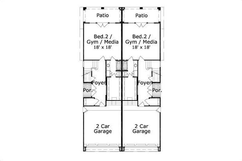 Floor Plan First Story of Multi-Unit Plan #156-1677