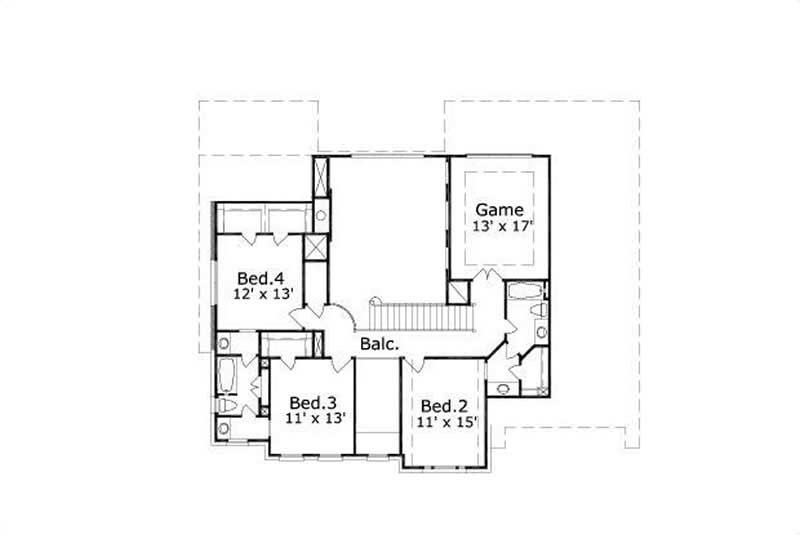 Floor Plan Second Story of Luxury Plan #156-1678