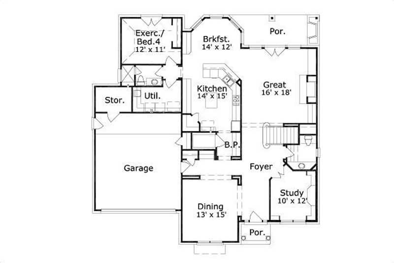 Floor Plan First Story of Luxury Plan #156-1680