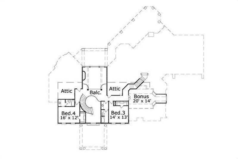 Floor Plan Second Story of Luxury Plan #156-1682