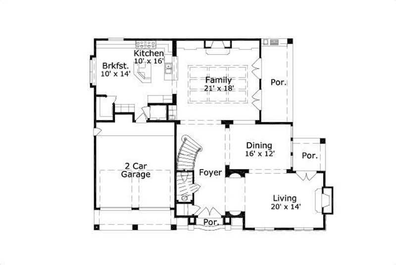 Floor Plan First Story of Mediterranean Plan #156-1683