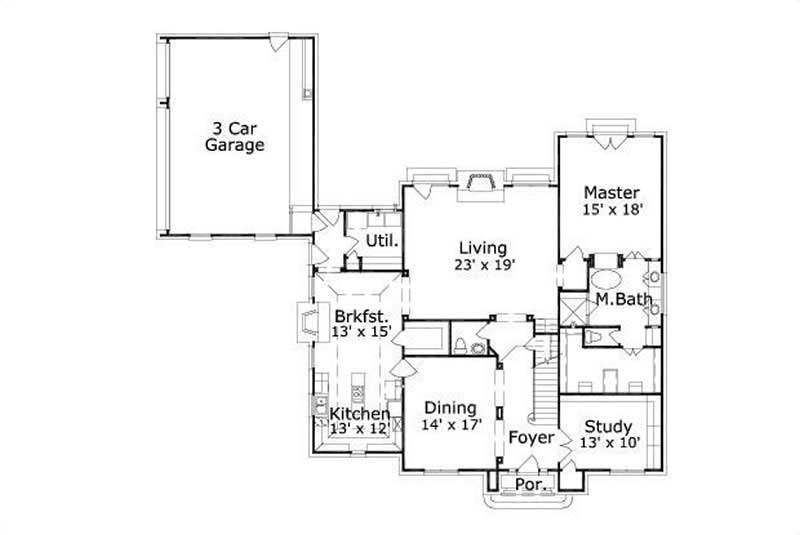 Floor Plan First Story of Luxury Plan #156-1685