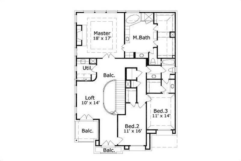 Floor Plan Second Story of Traditional Plan #156-1690