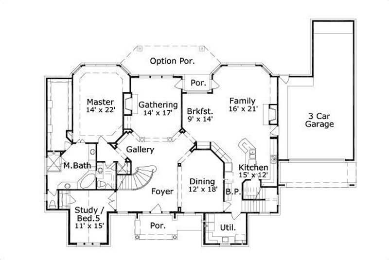 Floor Plan First Story of Luxury Plan #156-1691