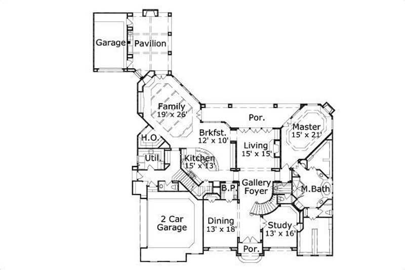 Floor Plan First Story of Luxury Plan #156-1693