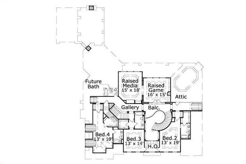 Floor Plan Second Story of Luxury Plan #156-1693