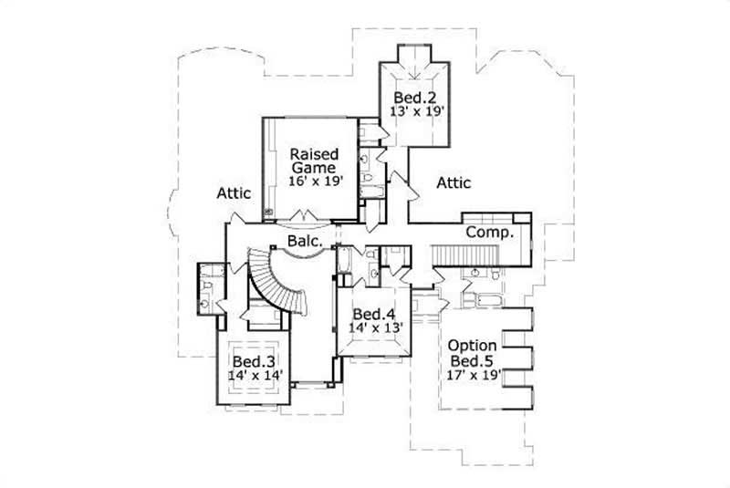 Floor Plan Second Story of Luxury Plan #156-1694