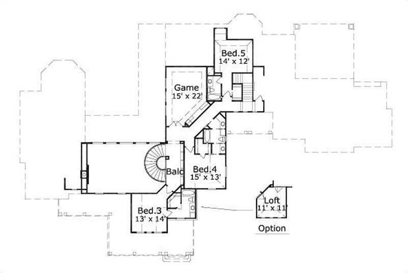 Floor Plan Second Story of Country Plan #156-1695