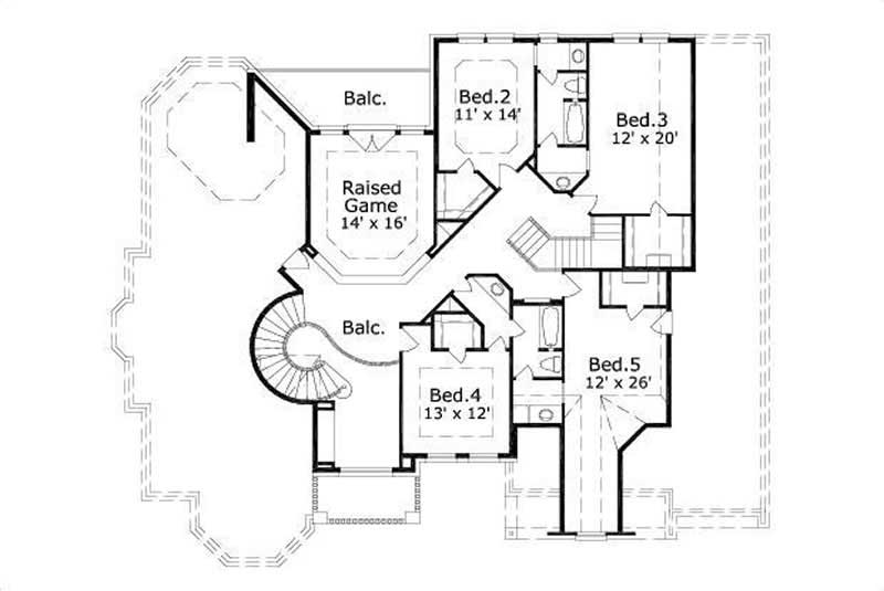 Floor Plan Second Story of Luxury Plan #156-1696