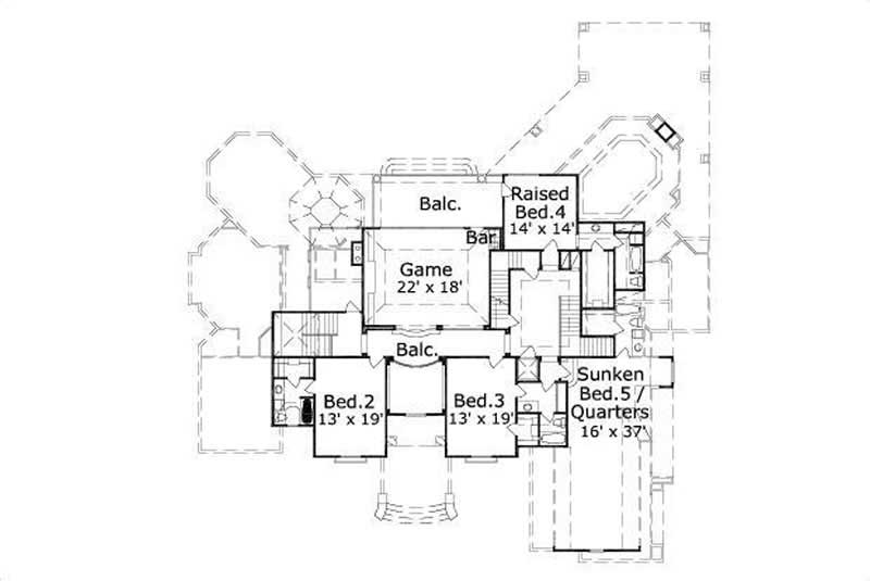 Floor Plan Second Story of Luxury Plan #156-1697