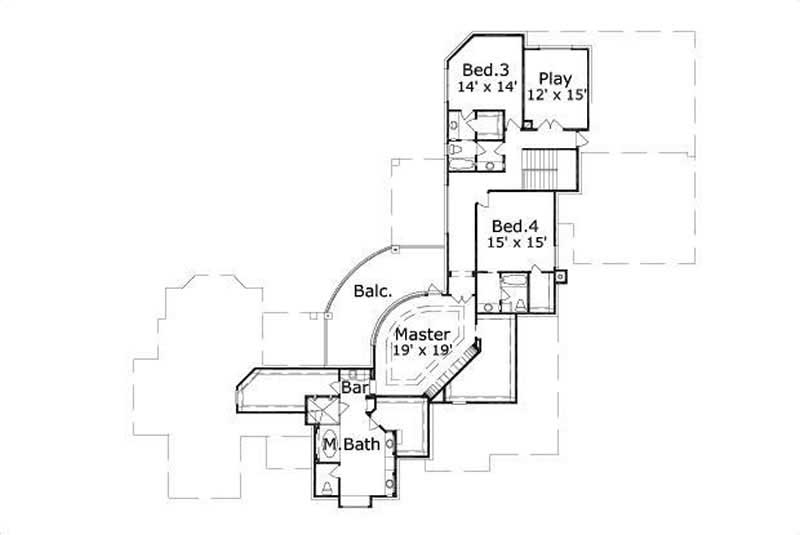 Floor Plan Second Story of Luxury Plan #156-1698