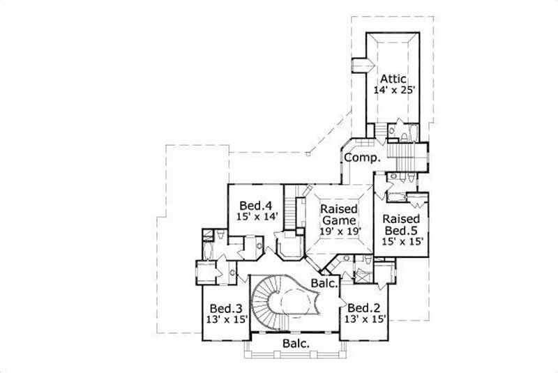 Floor Plan Second Story of Luxury Plan #156-1699