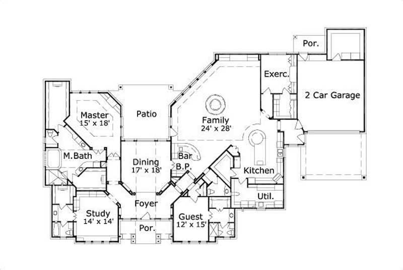 Floor Plan First Story of Luxury Plan #156-1701
