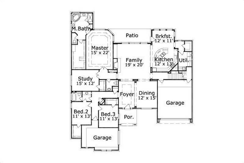 Floor Plan First Story of Luxury Plan #156-1702