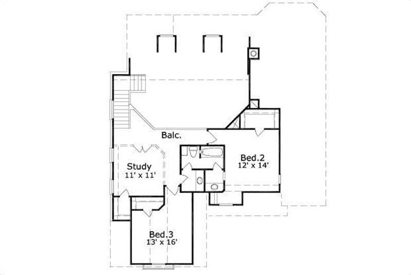 Floor Plan Second Story of Traditional Plan #156-1704