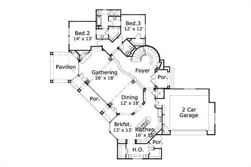Floor Plan First Story of Contemporary Plan #156-1706