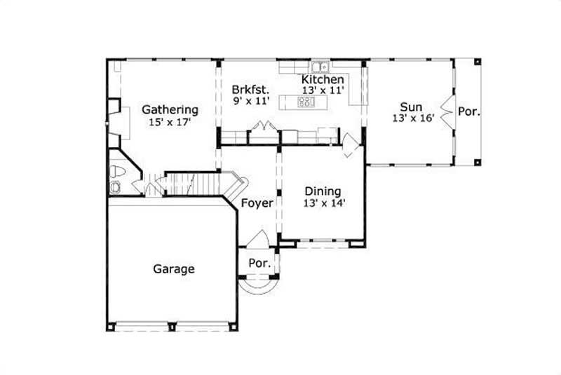Floor Plan First Story of Tuscan Plan #156-1709