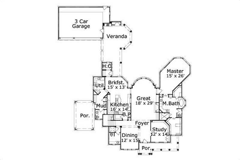 Floor Plan First Story of Luxury Plan #156-1712