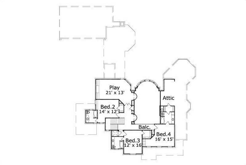 Floor Plan Second Story of Luxury Plan #156-1712