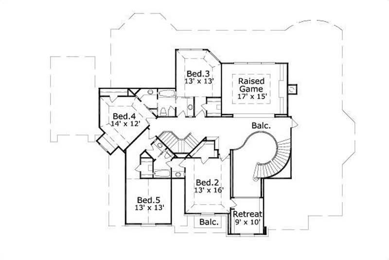 Floor Plan Second Story of Country Plan #156-1715