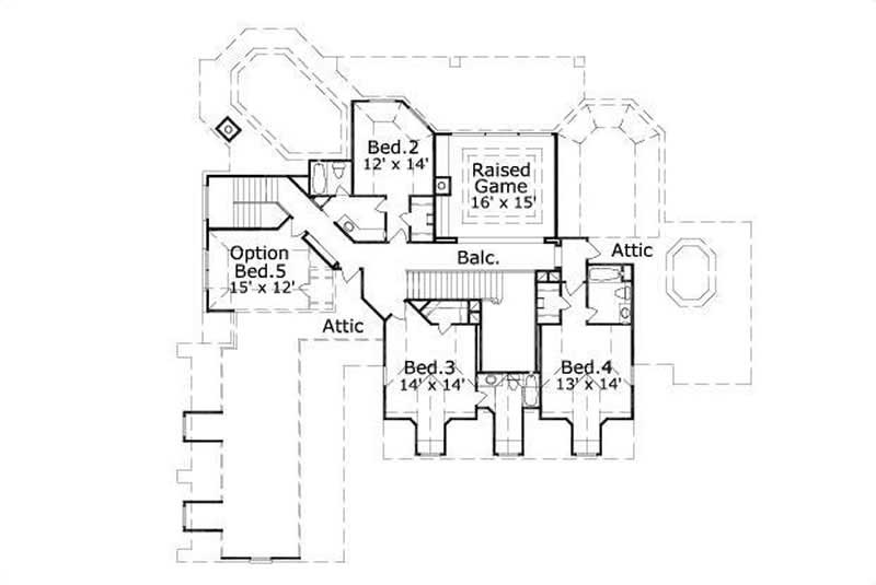 Floor Plan Second Story of Luxury Plan #156-1716