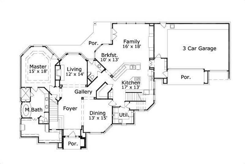 Floor Plan First Story of Luxury Plan #156-1717