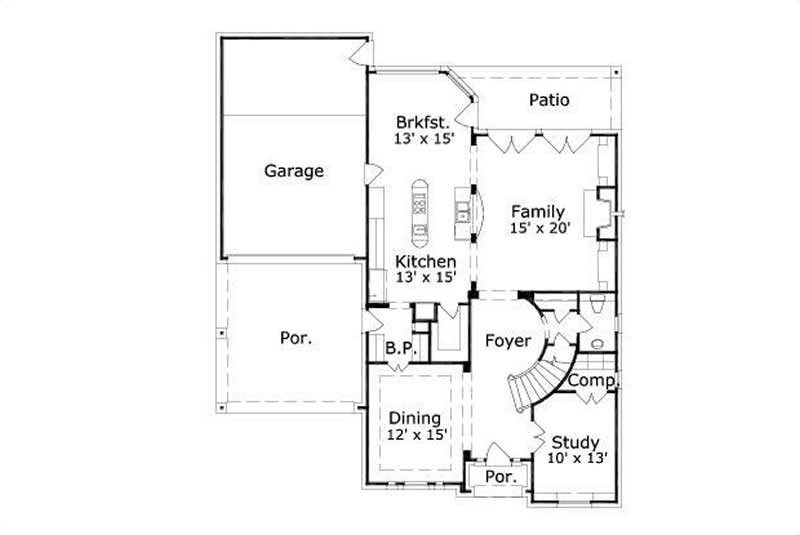 Floor Plan First Story of Luxury Plan #156-1718