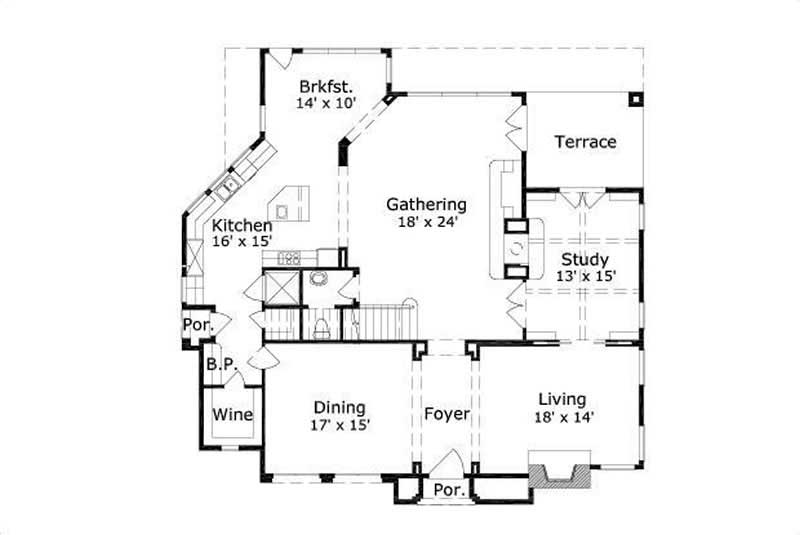 Floor Plan First Story of Contemporary Plan #156-1719