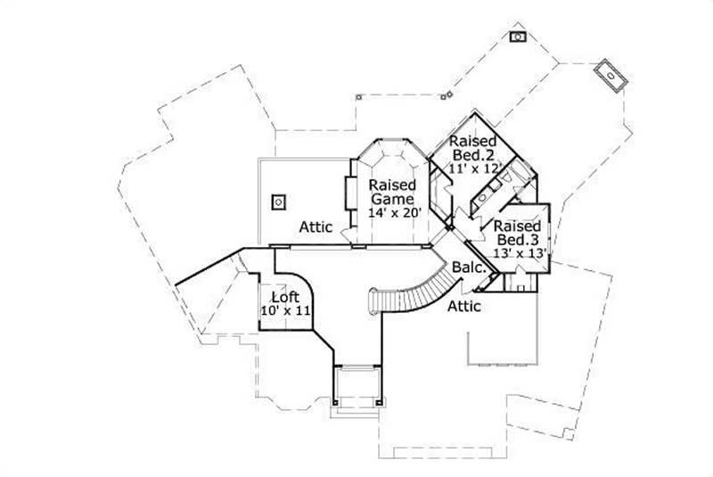 Floor Plan Second Story of Contemporary Plan #156-1722