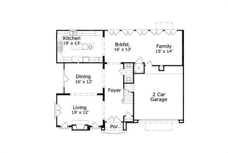Floor Plan First Story of Mediterranean Plan #156-1725